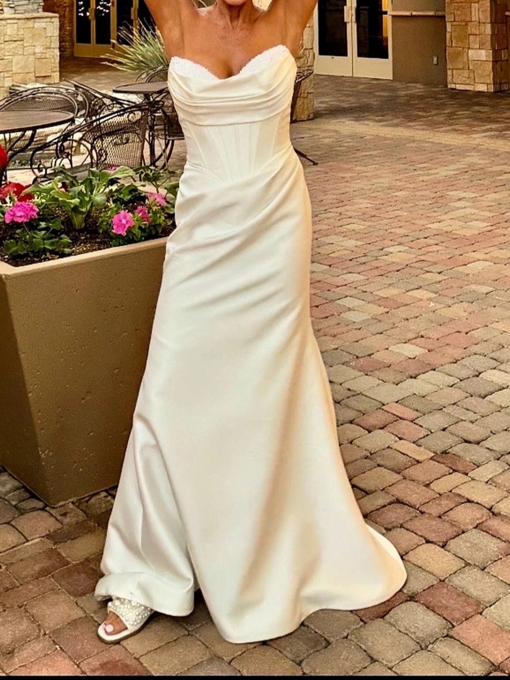 Maggie Sottero “Melissa” Strapless Draped Wedding Gown in White Like New